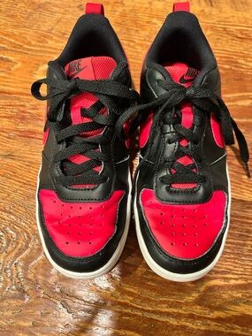 Nike Court Borough Low Recraft “Bred” Sneakers | Youth 5.5Y | Black Red